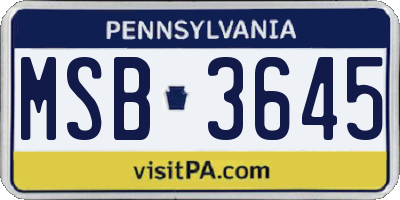 PA license plate MSB3645