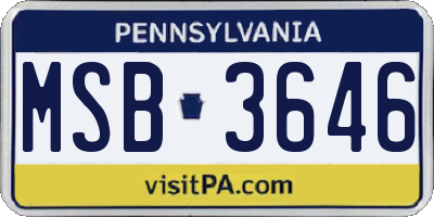 PA license plate MSB3646