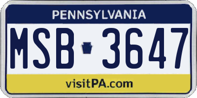 PA license plate MSB3647