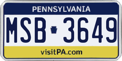 PA license plate MSB3649