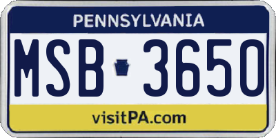PA license plate MSB3650