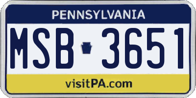 PA license plate MSB3651