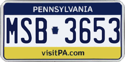 PA license plate MSB3653