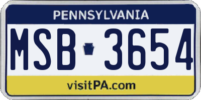 PA license plate MSB3654