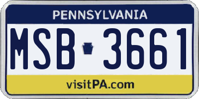 PA license plate MSB3661