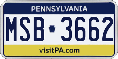 PA license plate MSB3662