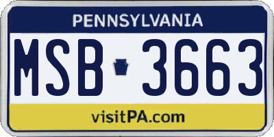 PA license plate MSB3663