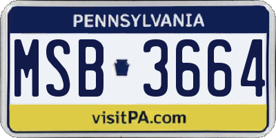 PA license plate MSB3664