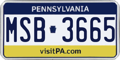 PA license plate MSB3665