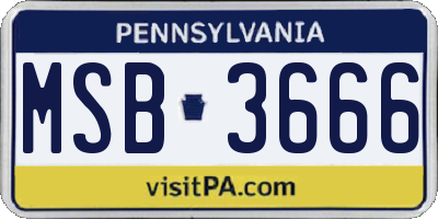 PA license plate MSB3666