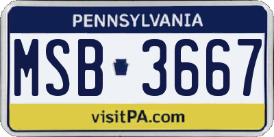 PA license plate MSB3667