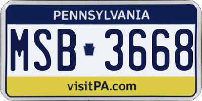 PA license plate MSB3668