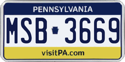 PA license plate MSB3669