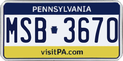 PA license plate MSB3670
