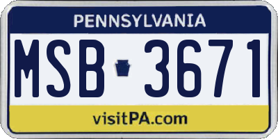 PA license plate MSB3671
