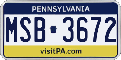 PA license plate MSB3672
