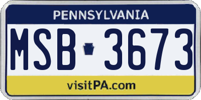 PA license plate MSB3673