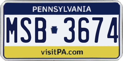 PA license plate MSB3674