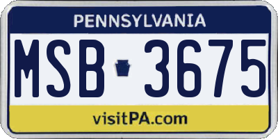 PA license plate MSB3675