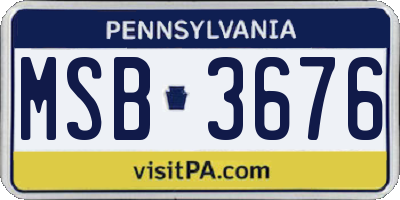 PA license plate MSB3676