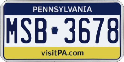 PA license plate MSB3678