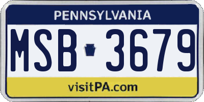 PA license plate MSB3679