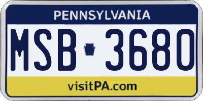 PA license plate MSB3680