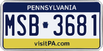 PA license plate MSB3681