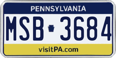 PA license plate MSB3684
