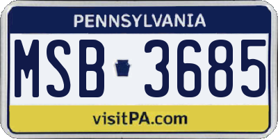 PA license plate MSB3685