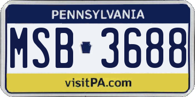 PA license plate MSB3688