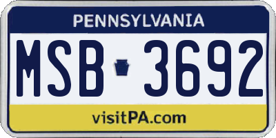 PA license plate MSB3692