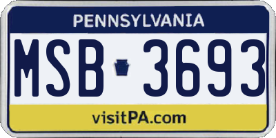 PA license plate MSB3693