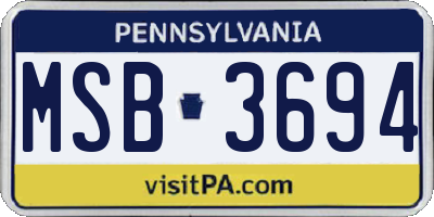 PA license plate MSB3694
