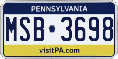 PA license plate MSB3698