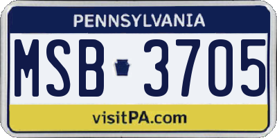 PA license plate MSB3705