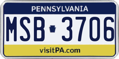PA license plate MSB3706