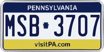 PA license plate MSB3707