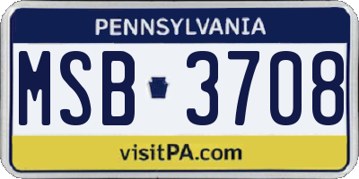 PA license plate MSB3708
