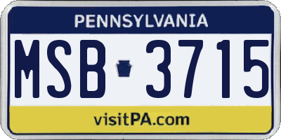 PA license plate MSB3715