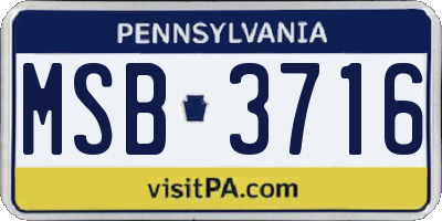 PA license plate MSB3716