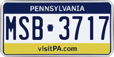 PA license plate MSB3717