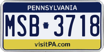 PA license plate MSB3718