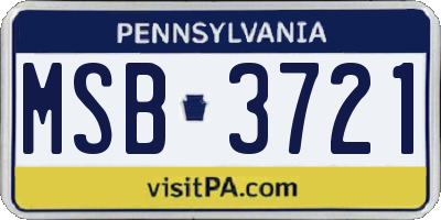 PA license plate MSB3721