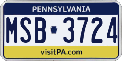 PA license plate MSB3724