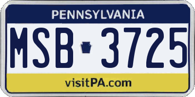 PA license plate MSB3725