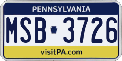 PA license plate MSB3726