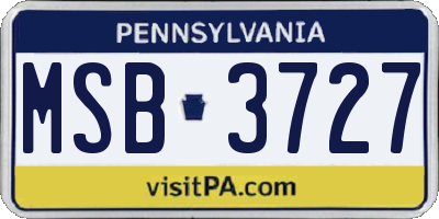 PA license plate MSB3727