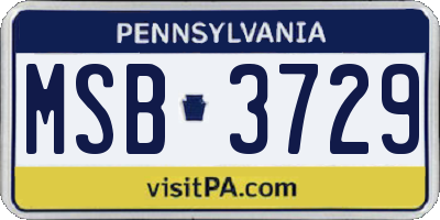 PA license plate MSB3729