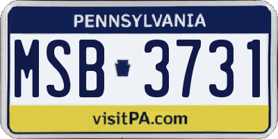 PA license plate MSB3731